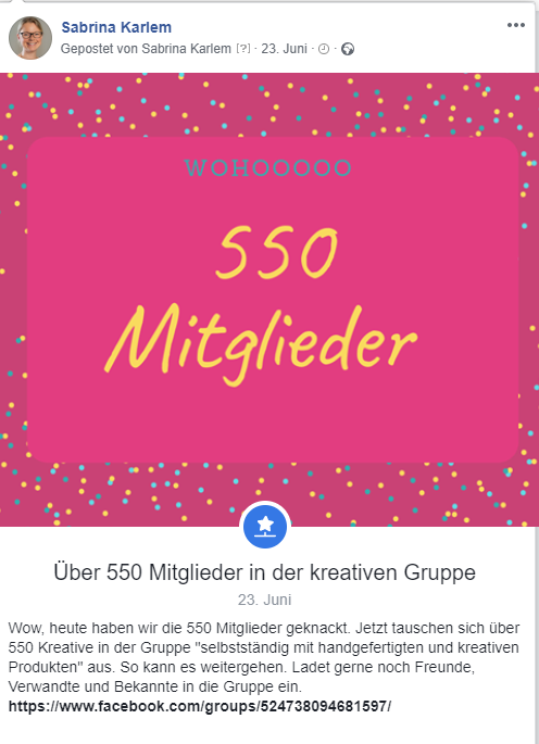Beispiel-Meilenstein auf Facebook